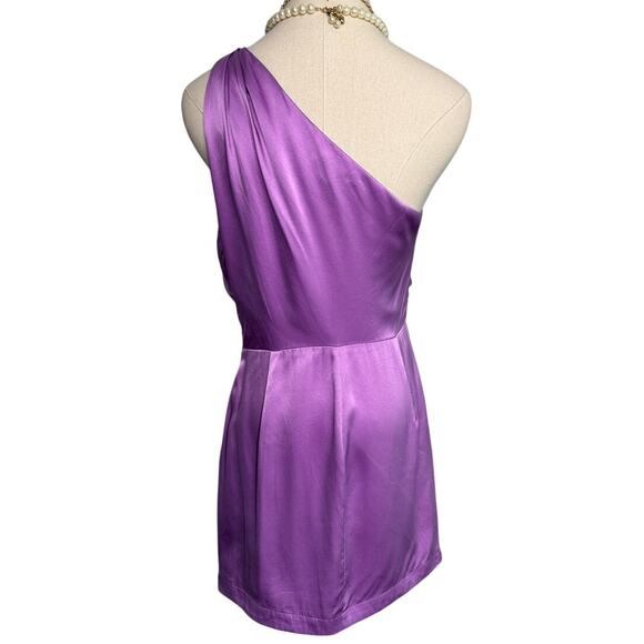 The Sei Asymmetrical Draped Mini Dress One Shoulder Silk Satin Purple size 4 - Picture 9 of 14